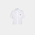 Cotton Cropped Short Sleeves White Poplin Shirt, White