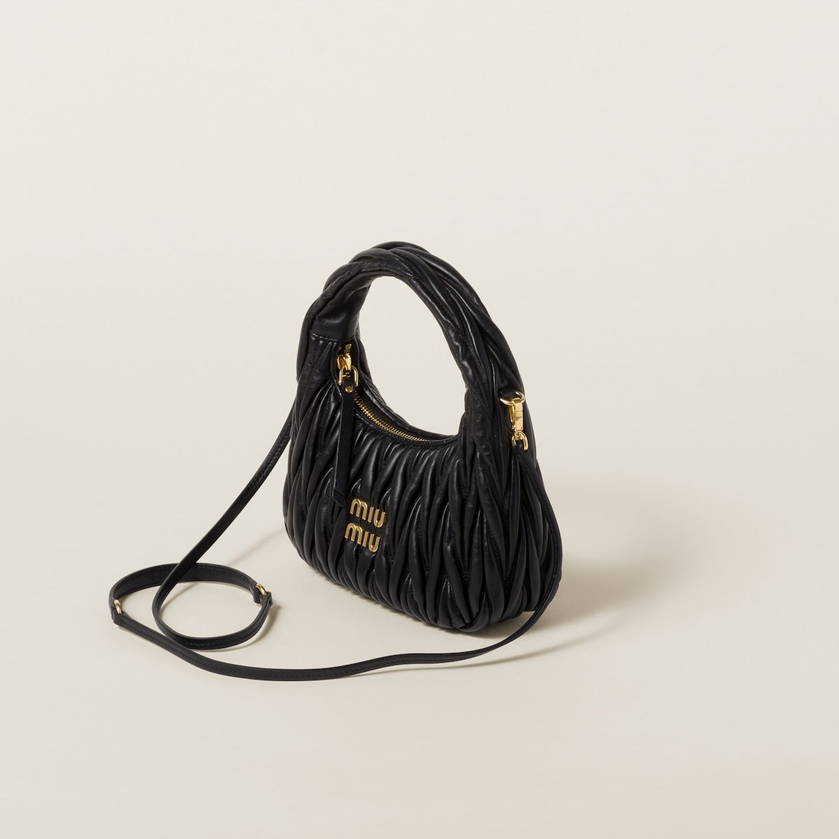 Wander matelassé nappa leather hobo bag