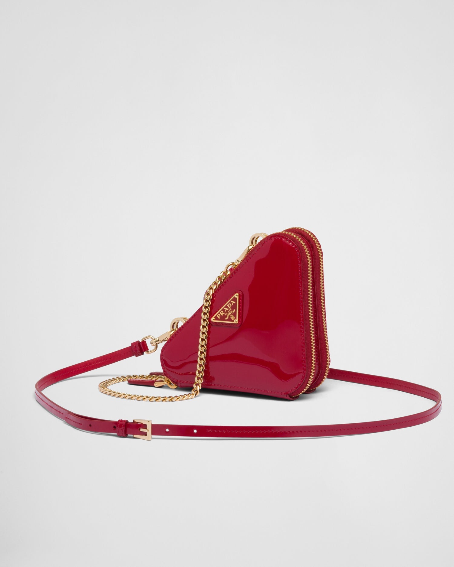 Triangular patent leather mini pouch