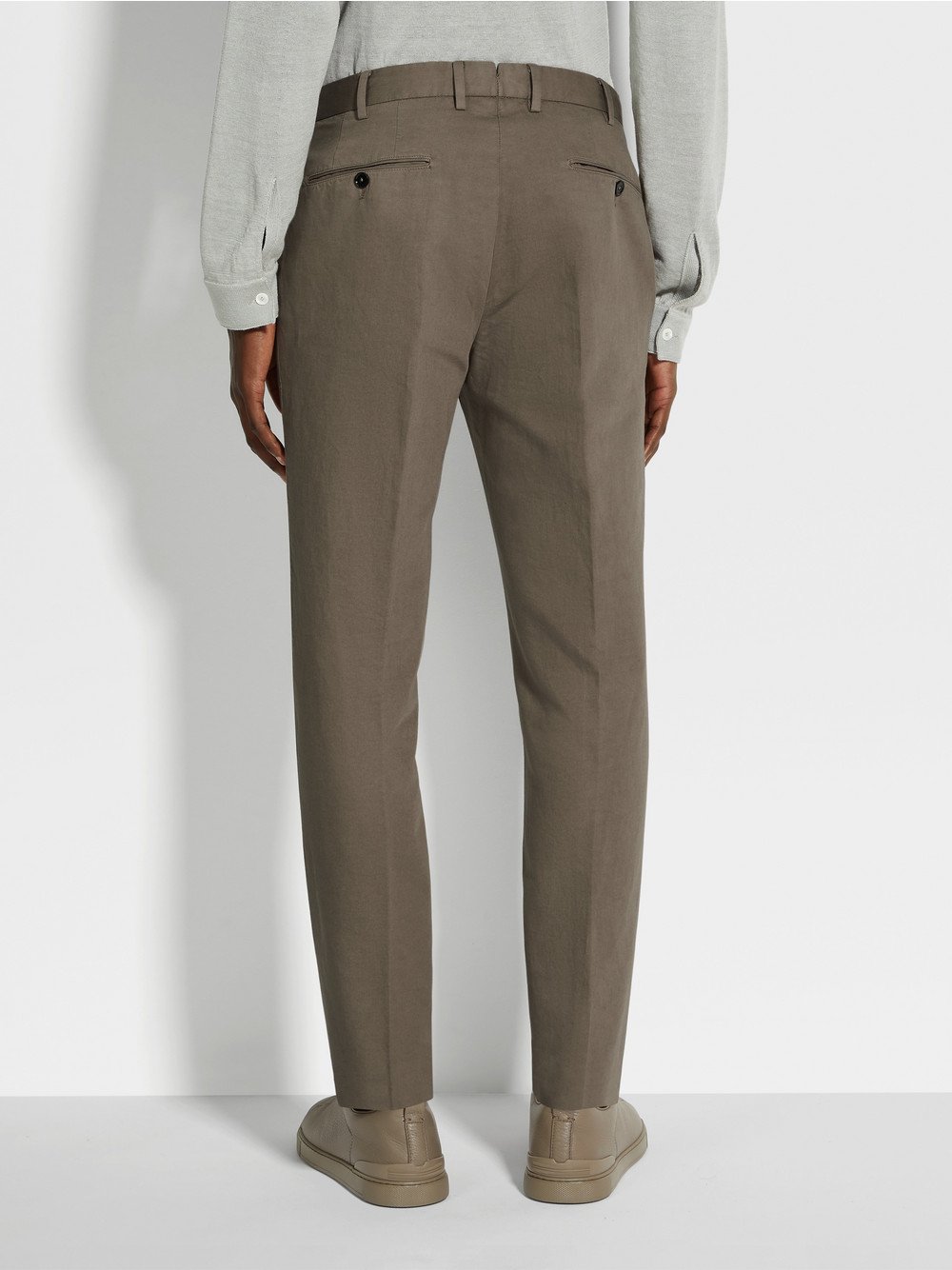 DARK TAUPE SUMMER CHINO COTTON AND LINEN PANTS