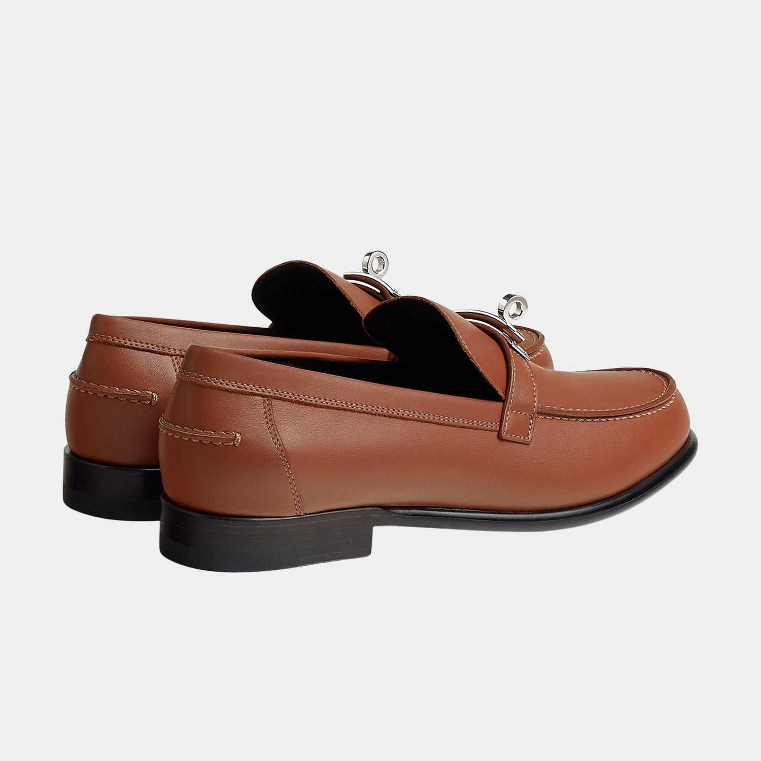 Hermes Destin Loafer in Calfskin with Palladium Plated Buckle, Gold, Back