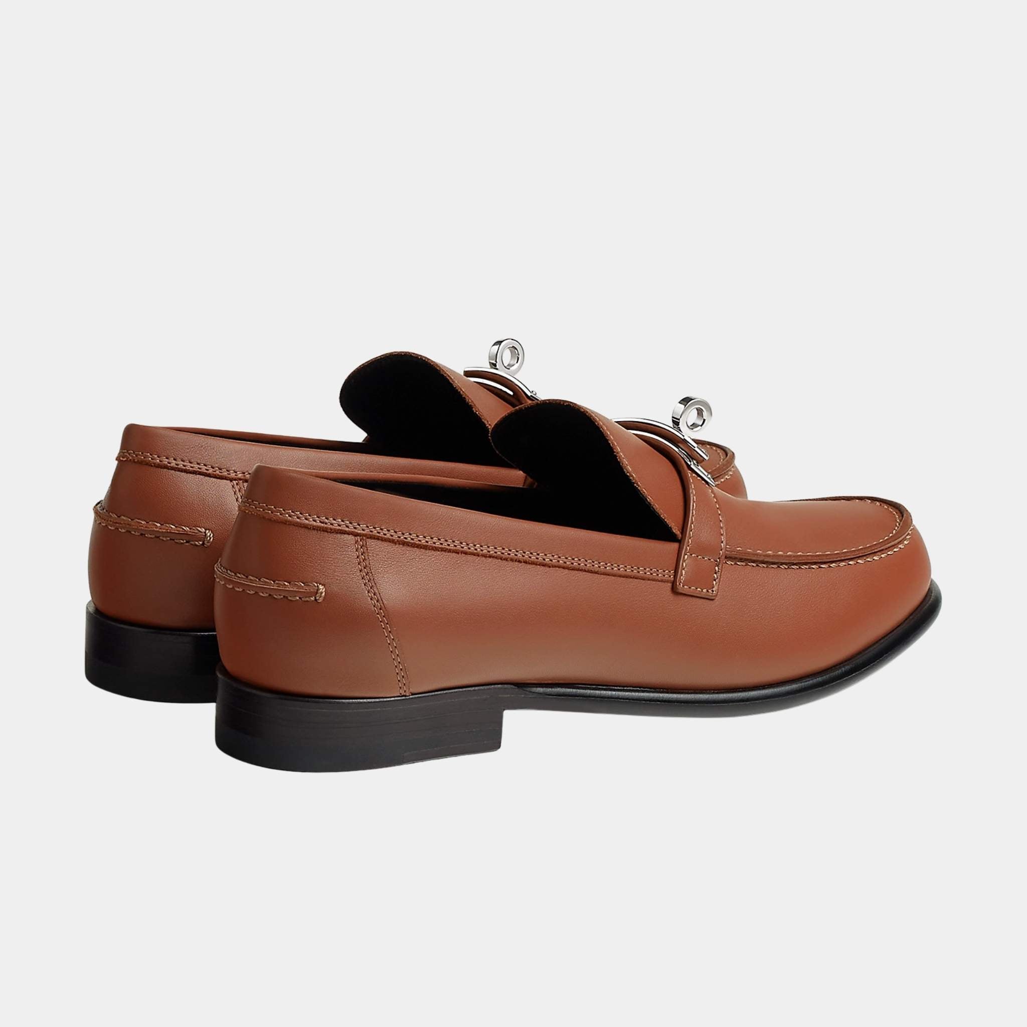 Hermes Destin Loafer in Calfskin with Palladium Plated Buckle, Gold, Back