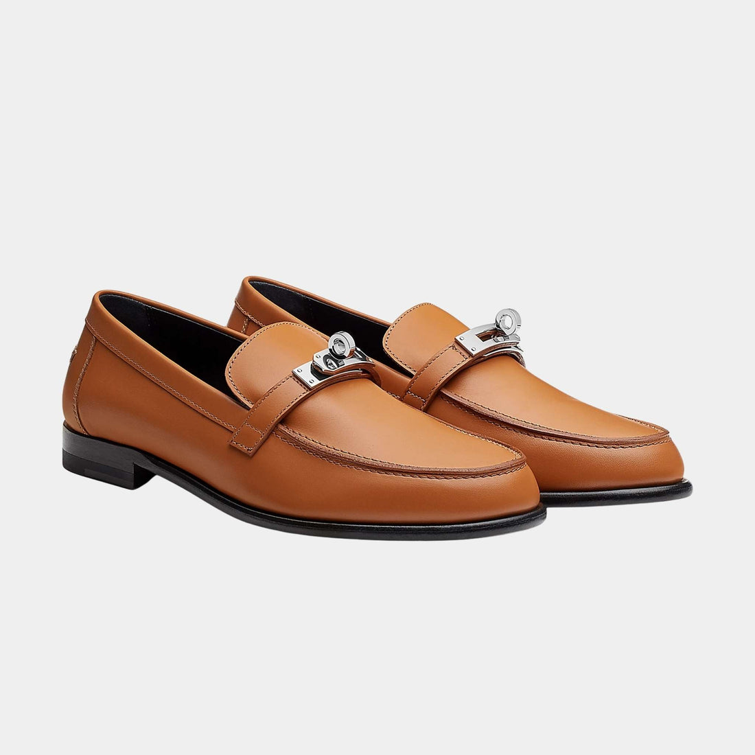 Hermes لوفر ديستين من جلد العجل مع مشبك مطلي بالبلاديوم، ناتوريل، من الأمام