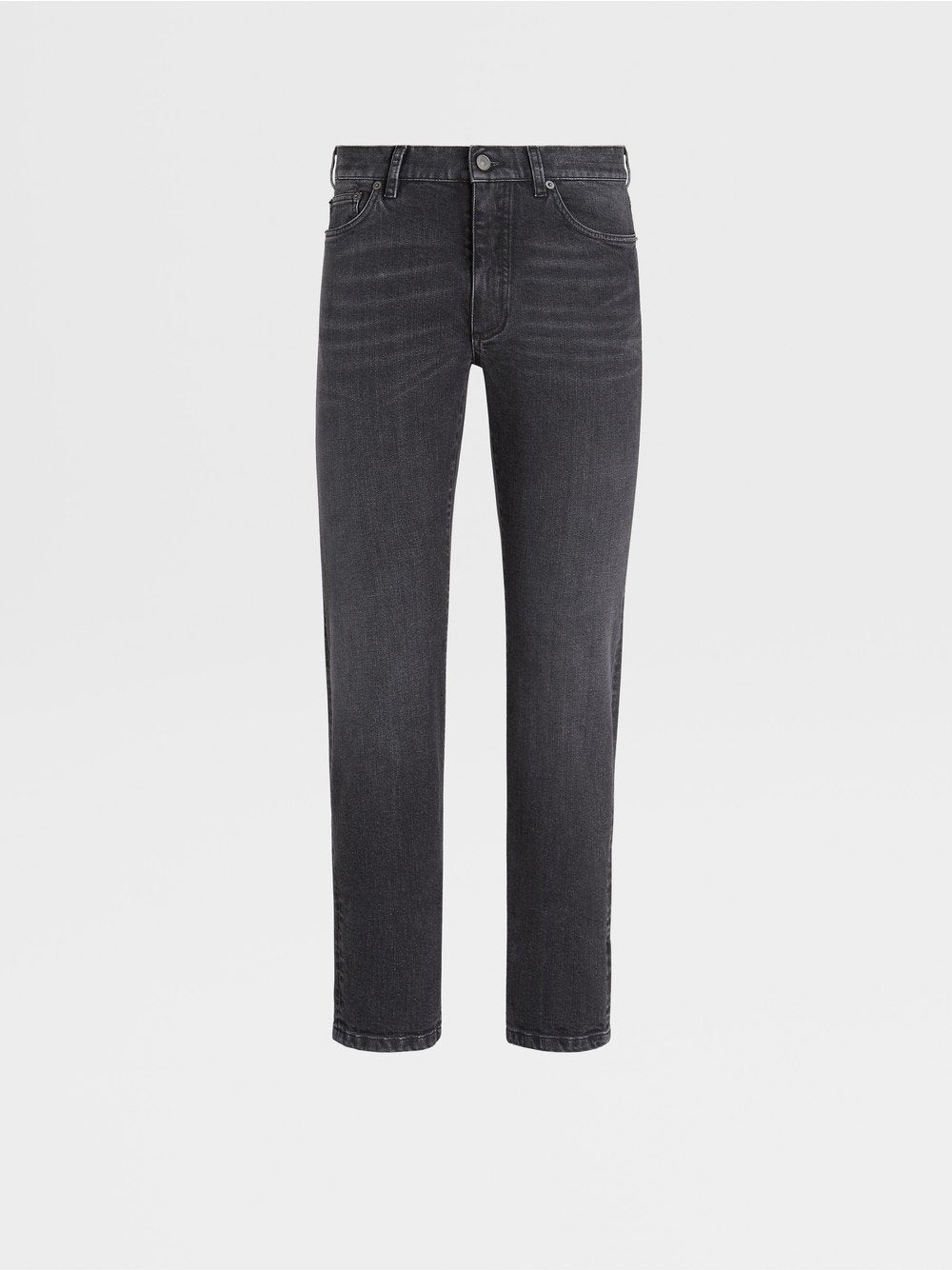 DARK GREY STONE-WASHED COTTON ROCCIA JEANS