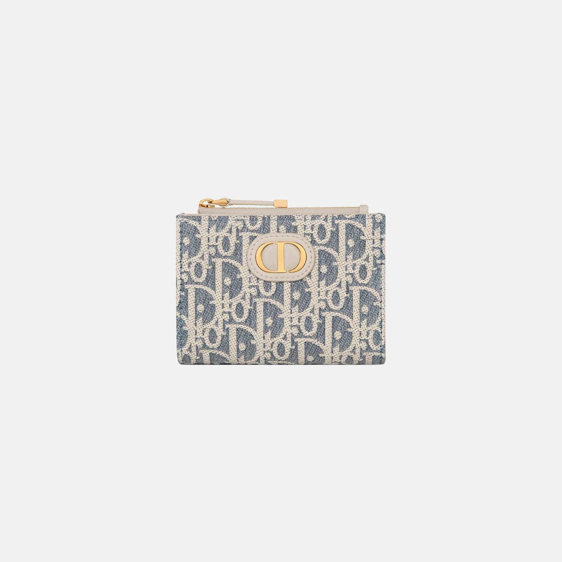 Dior 30 Montaigne Dahlia Wallet In Dior Oblique Chambray And Calfskin, Front