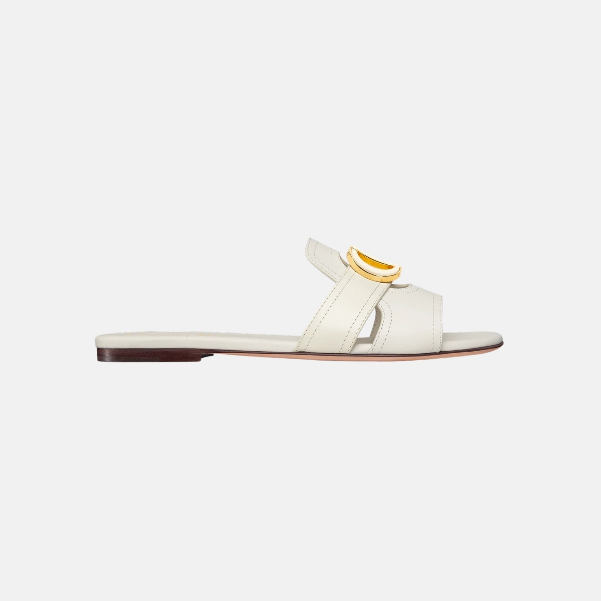 Dior 30 Montaigne Slide In Calfskin, White, Side