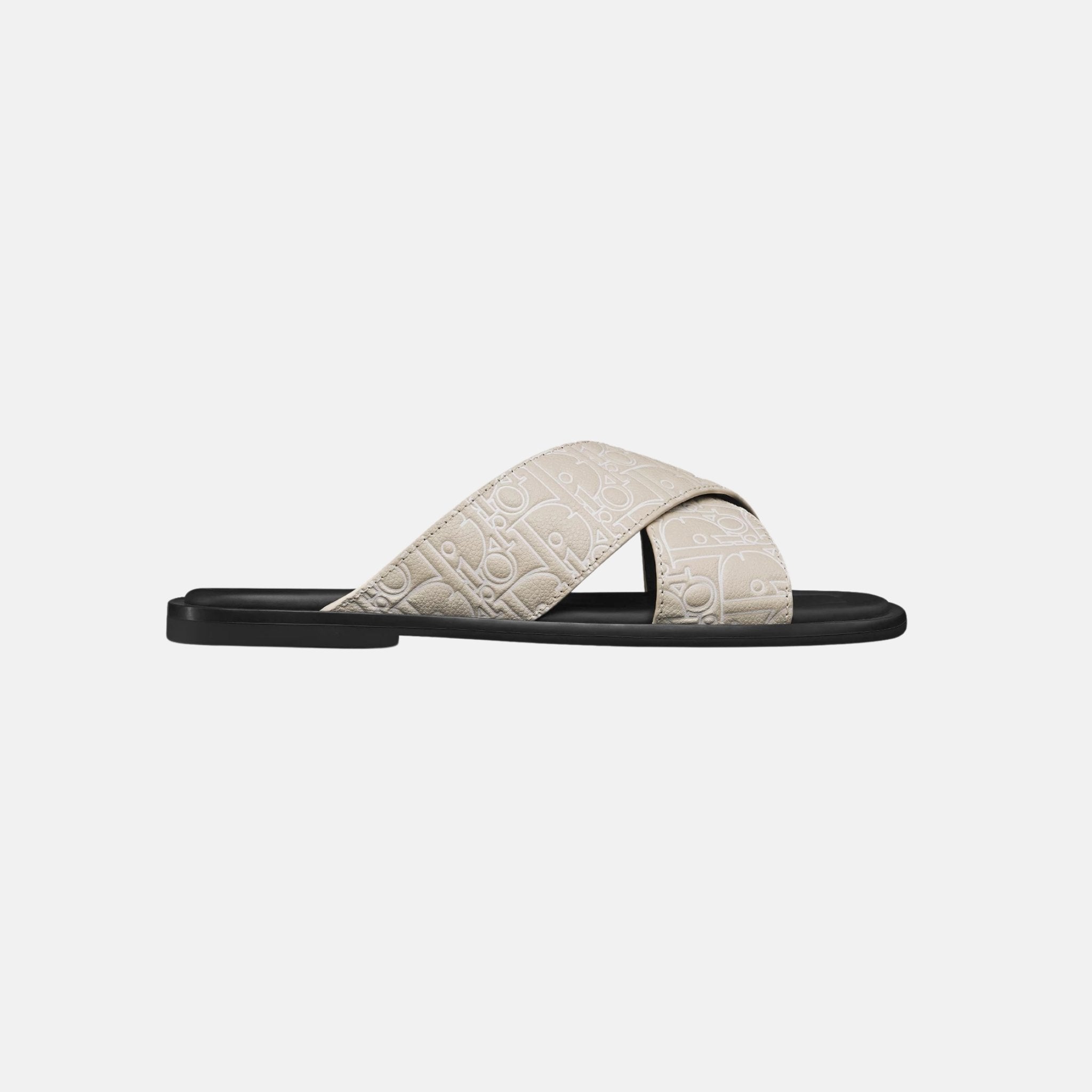 Dior Alias Sandal In Gravity Outline Leather, Beige, Side