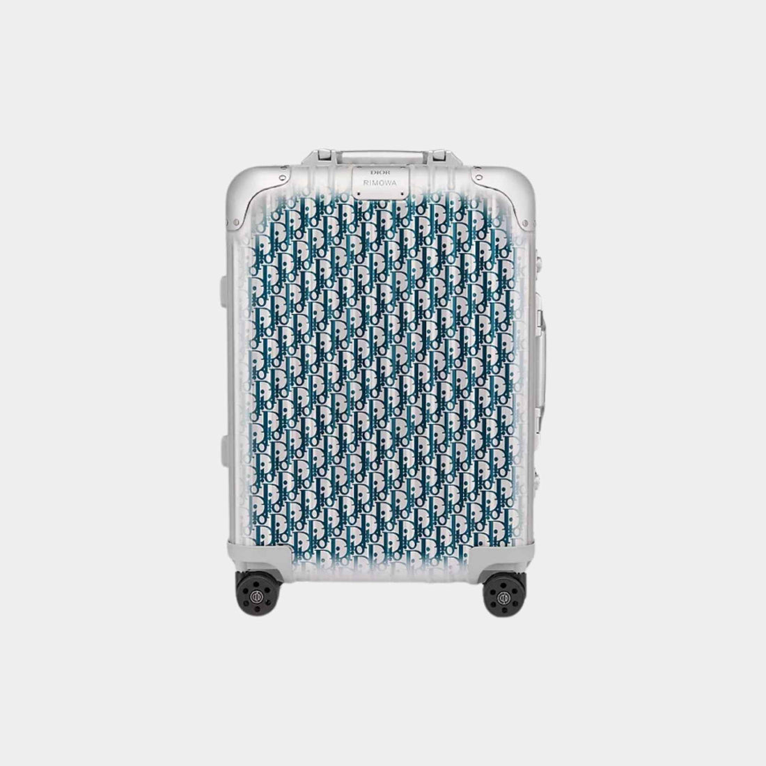 DIOR AND RIMOWA Carry On Luggage Gradient Blue Dior Oblique Aluminum, Front