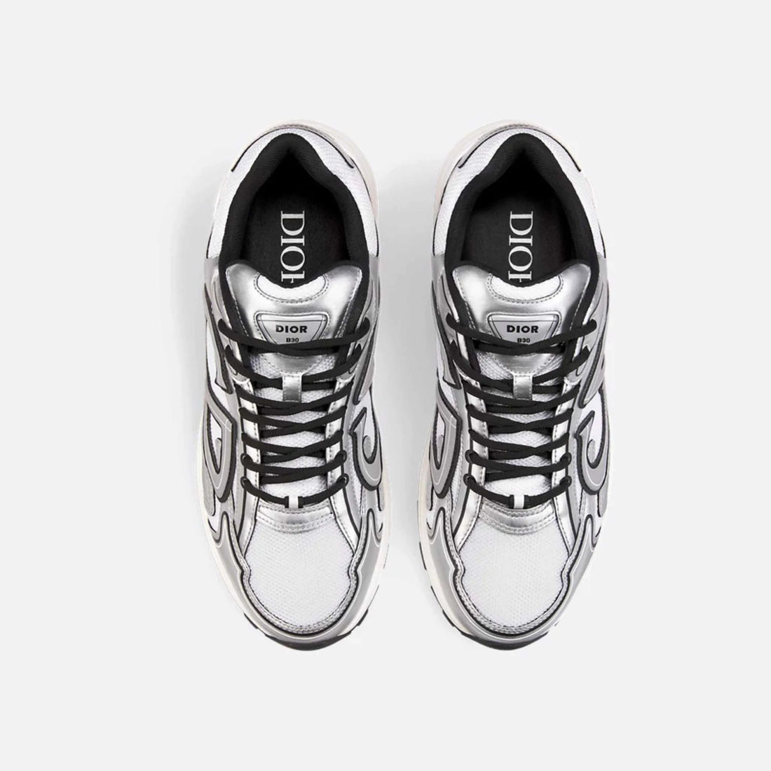 حذاء Dior B30 Countdown الرياضي من شبك وقماش تقني، أبيض، من الأعلى
