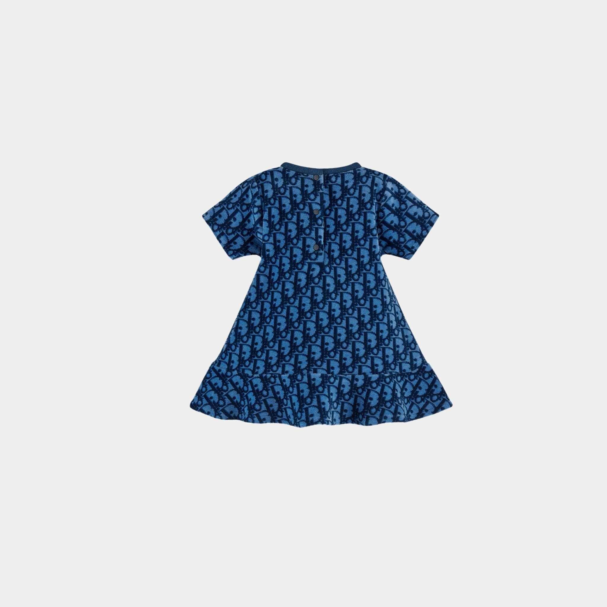 Dior Baby A Line Dress Blue Dior Oblique Velvet Jacquard, Back