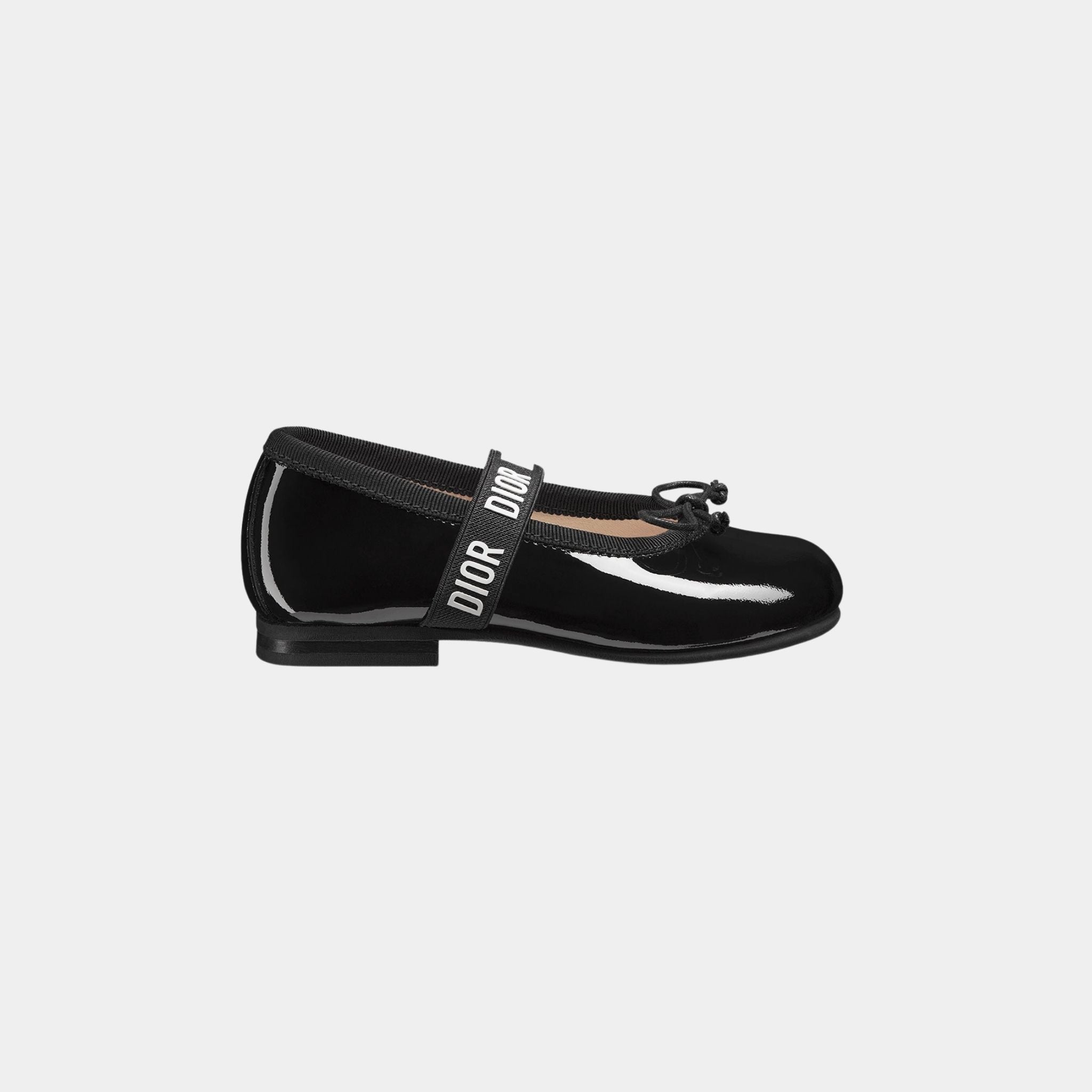 Dior Baby Ballet Flat Calfskin, Black Patent, Side