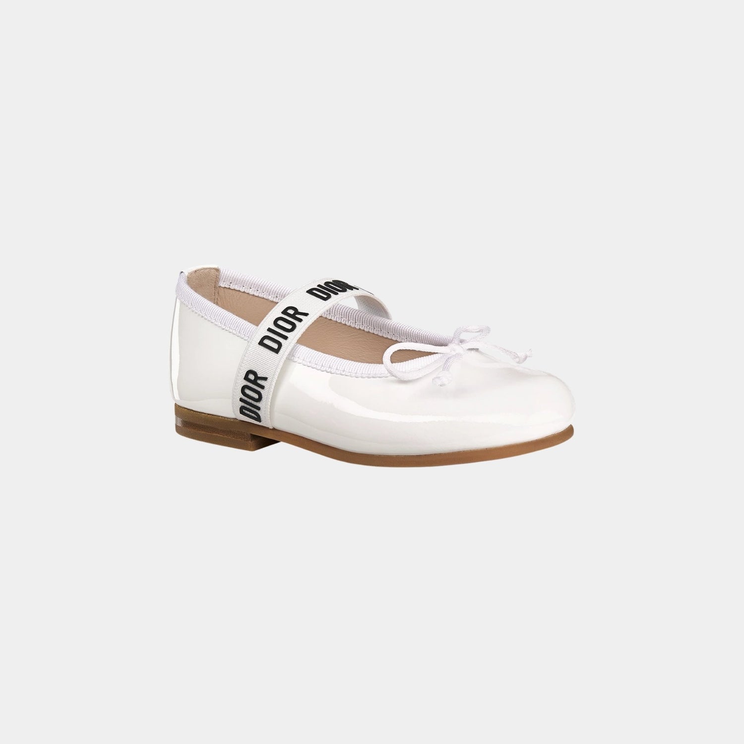 Dior Baby Ballet Flat Calfskin, White Patent, Front