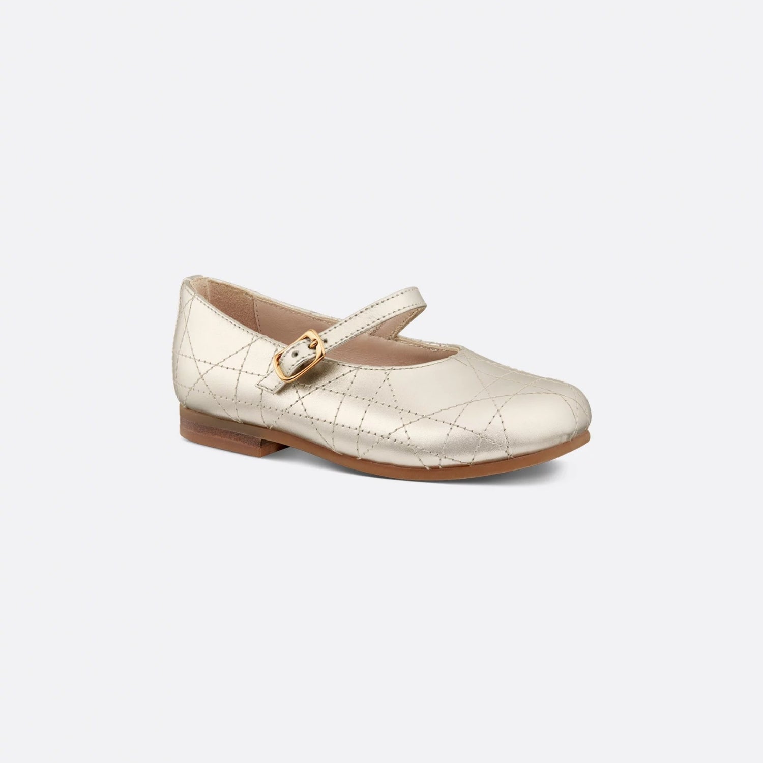 Dior Baby Ballet Flat Cannage Calfskin, Gold, Front