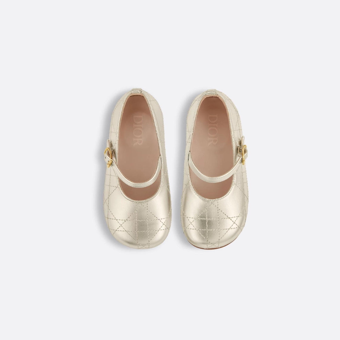 Dior Baby Ballet Flat Cannage Calfskin, Gold, Top