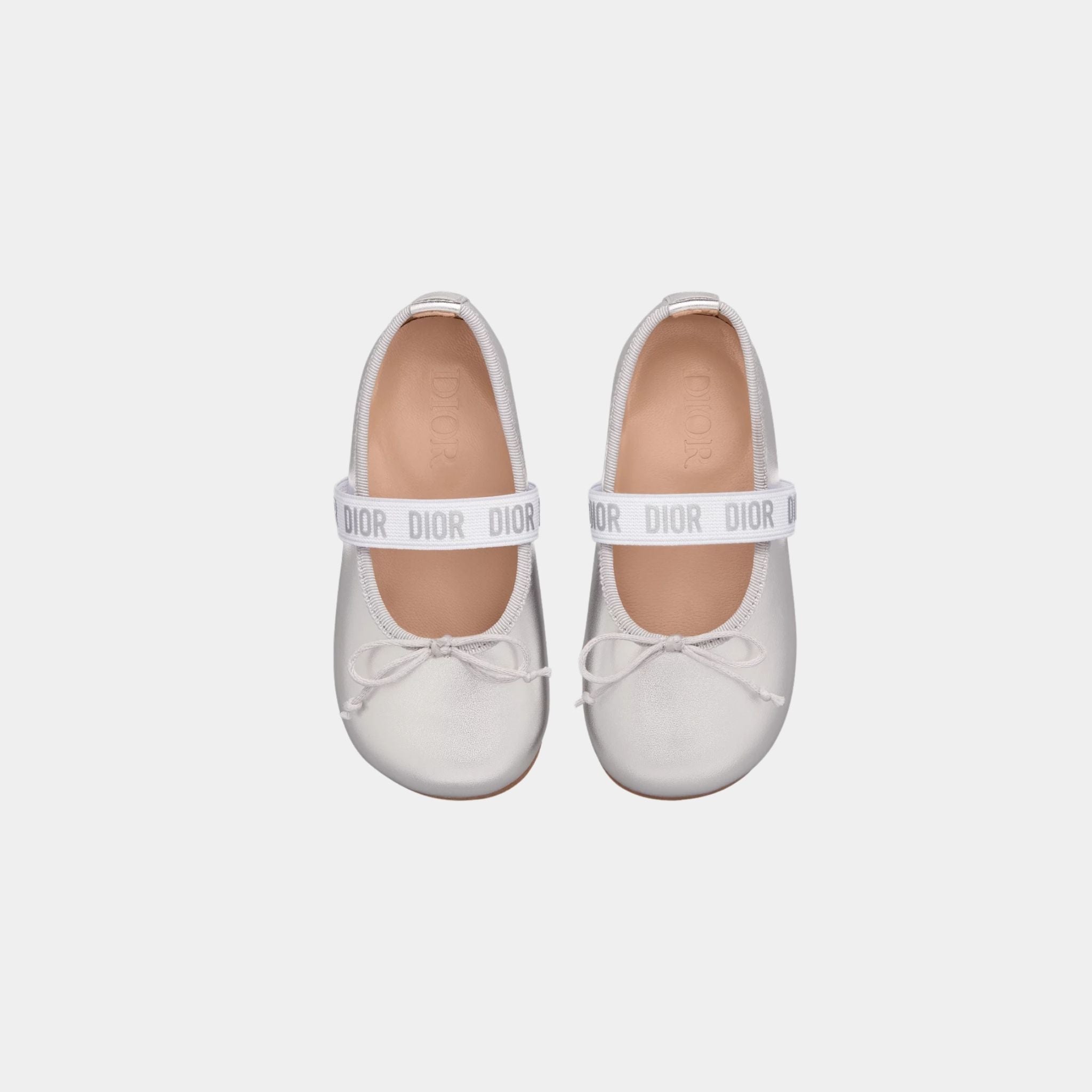 Dior Baby Ballet Flat Metallic Silver-Tone Lambskin, Back