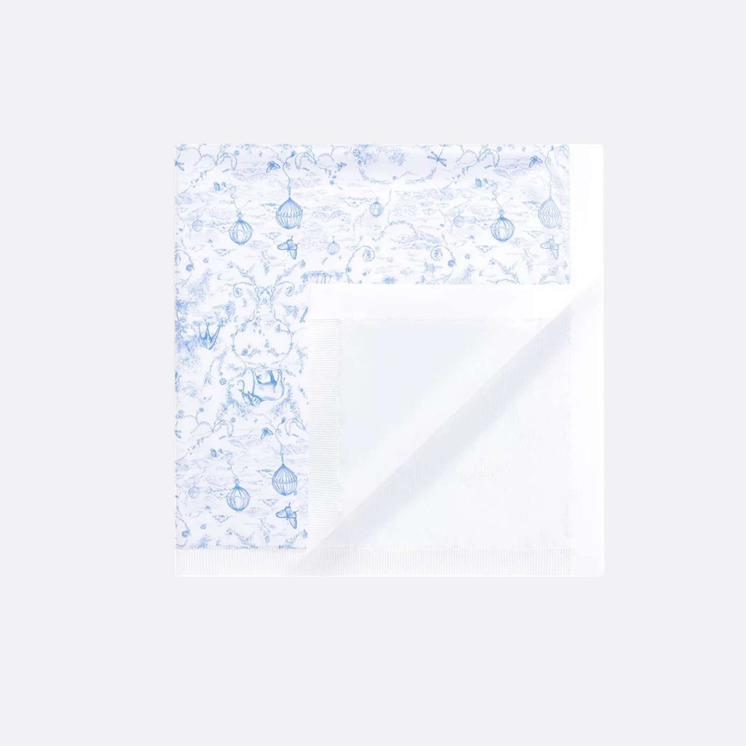 Dior Baby Blanket White Cotton Knit, LightBlue, InsideView