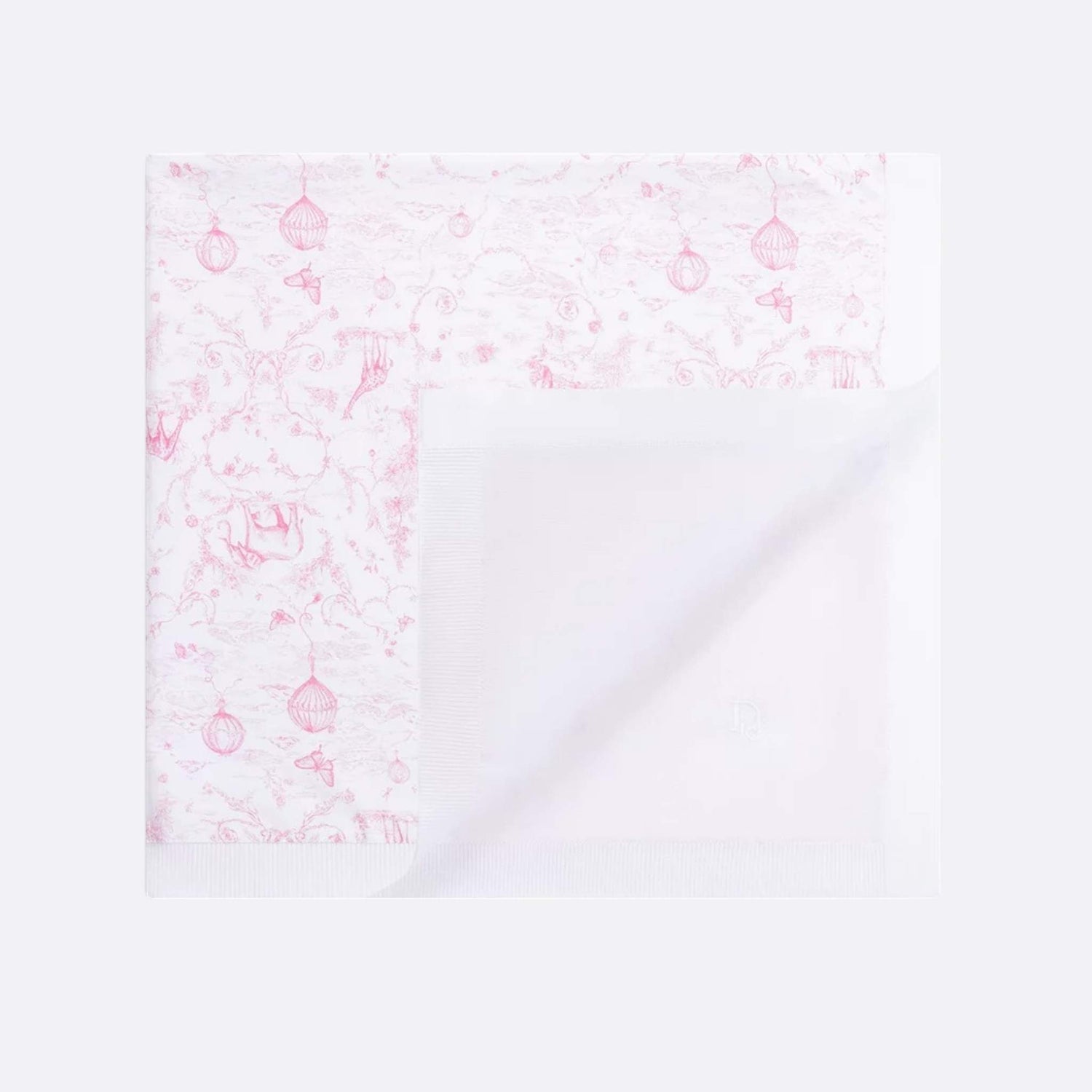 Dior Baby Blanket White Cotton Knit, PalePink, InsideView