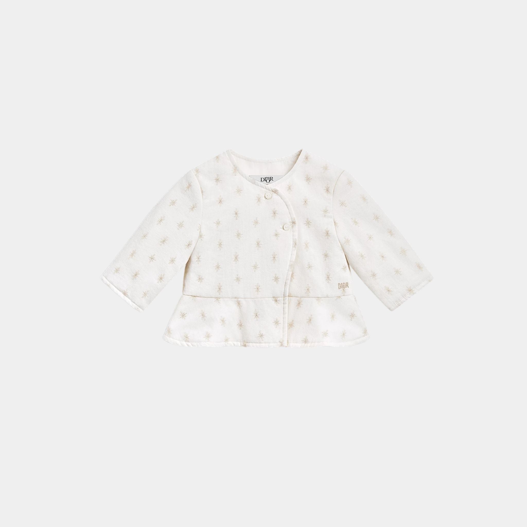 Dior Baby Blouse Ivory Cotton with Gold-Tone Jacquard Star Motif, Front