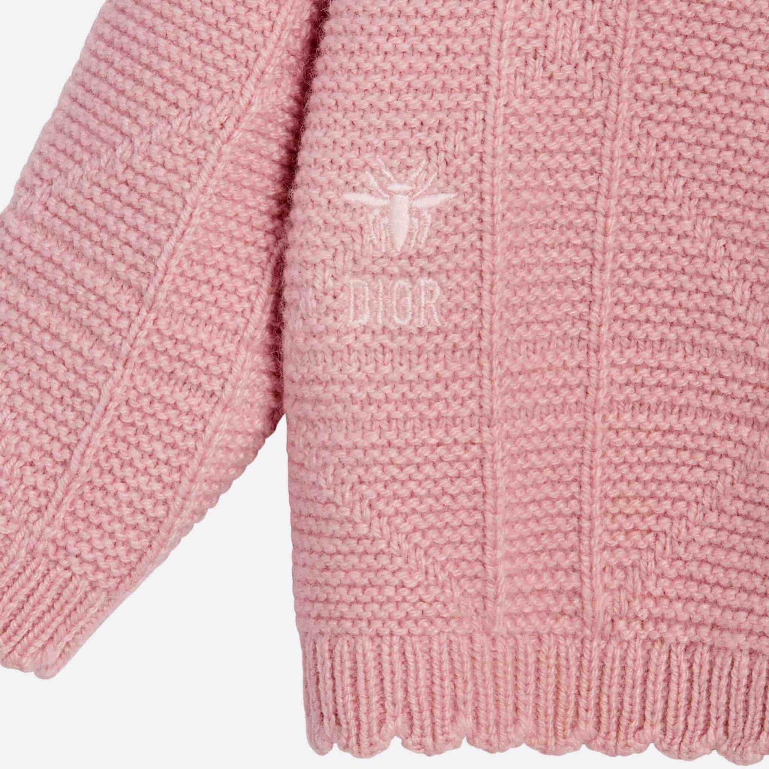 Dior Baby Cardigan Antique Pink Cannage Wool Cashmere Jacquard Knit, Close