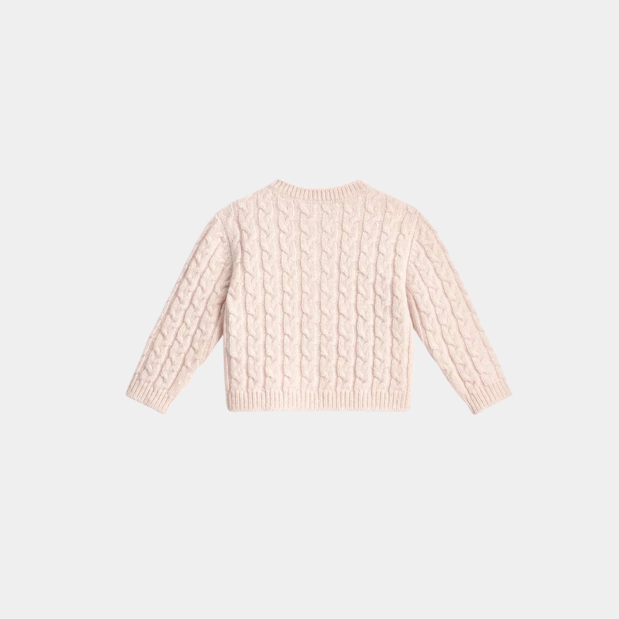 Baby Cardigan Pale Pink Cable Knit Wool and Silk