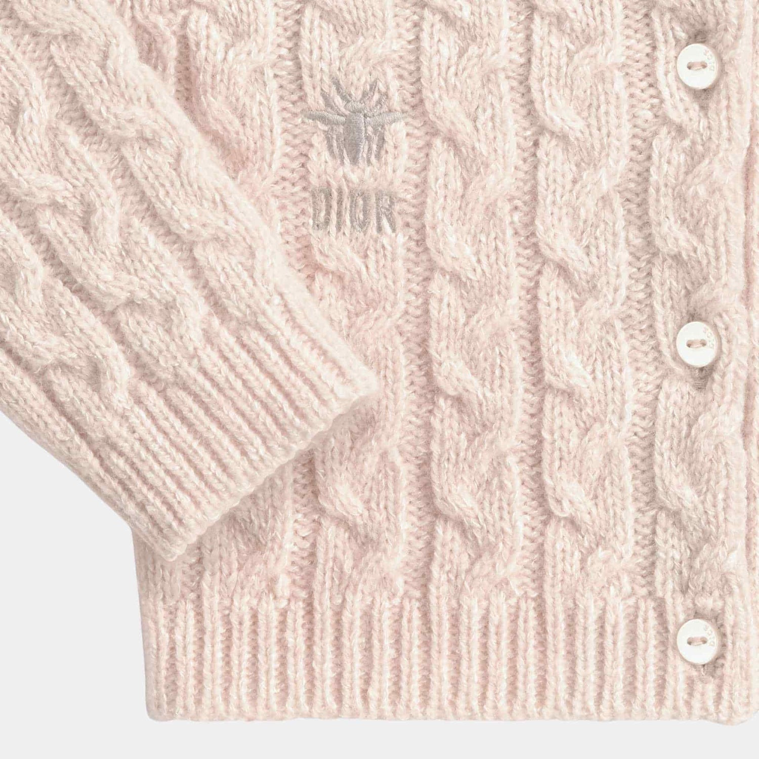 Baby Cardigan Pale Pink Cable Knit Wool and Silk