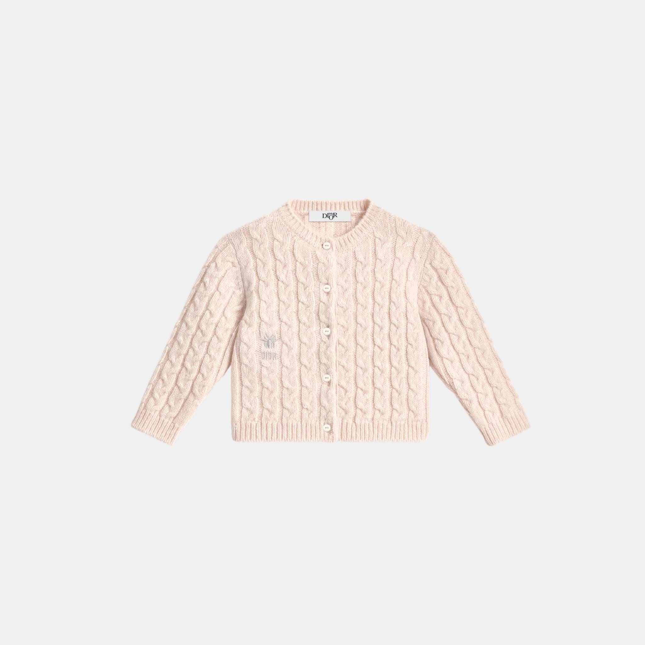 Baby Cardigan Pale Pink Cable Knit Wool and Silk