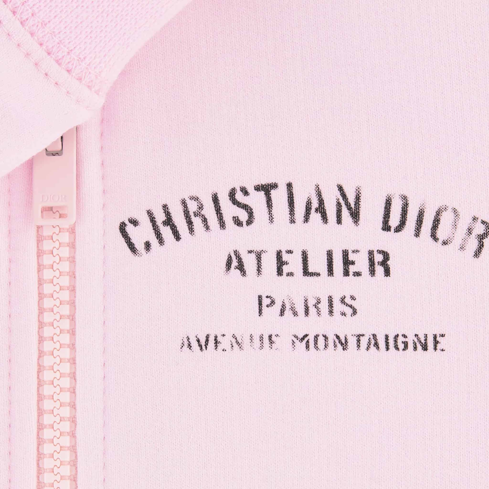 Dior Baby Christian Dior Atelier Zipped Hooded Sweatshirt Pale Pink Cotton Fleece, Close