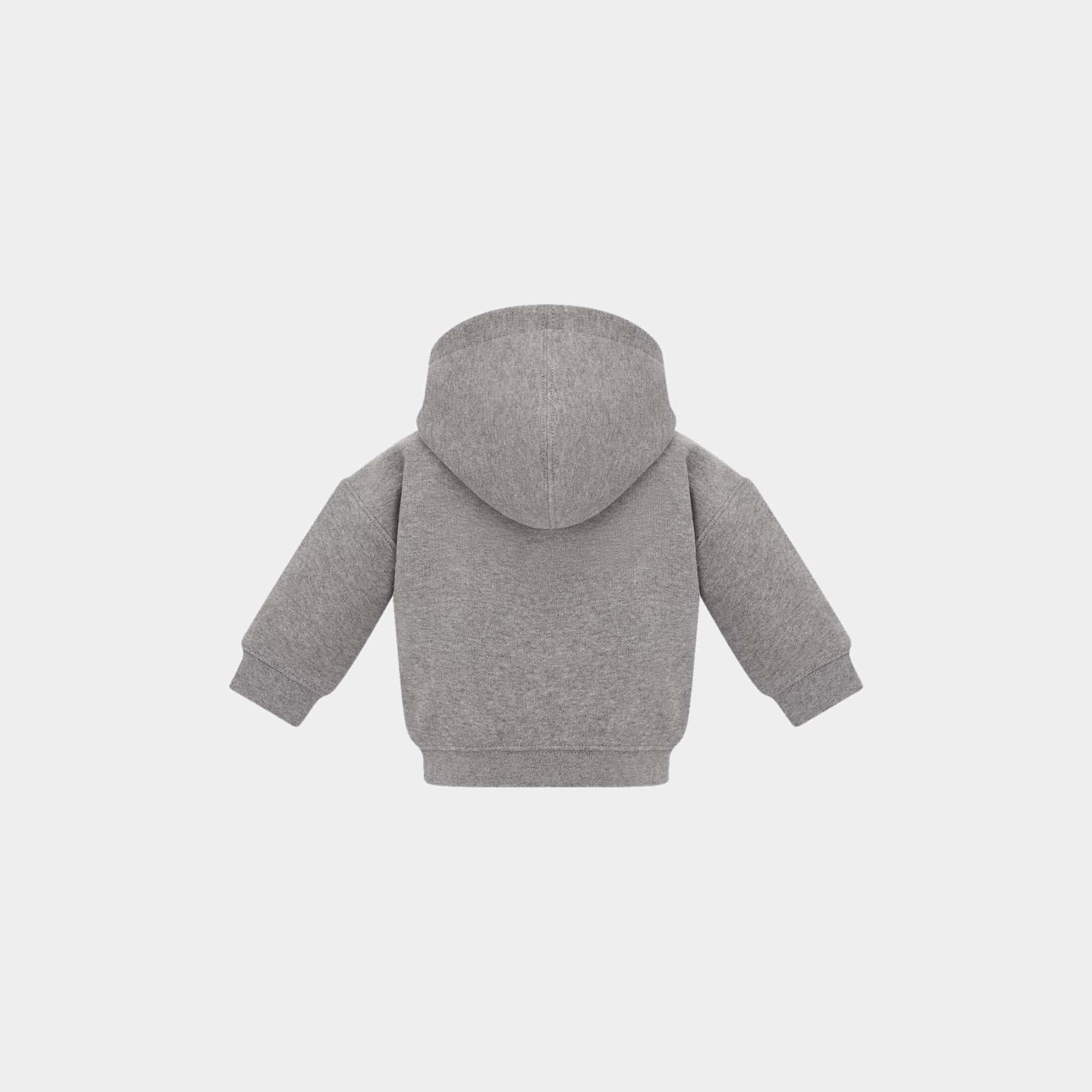 Dior Baby Christian Dior Couture Zipped Hooded Sweatshirt Cotton Fleece, Heathered Gray, Back