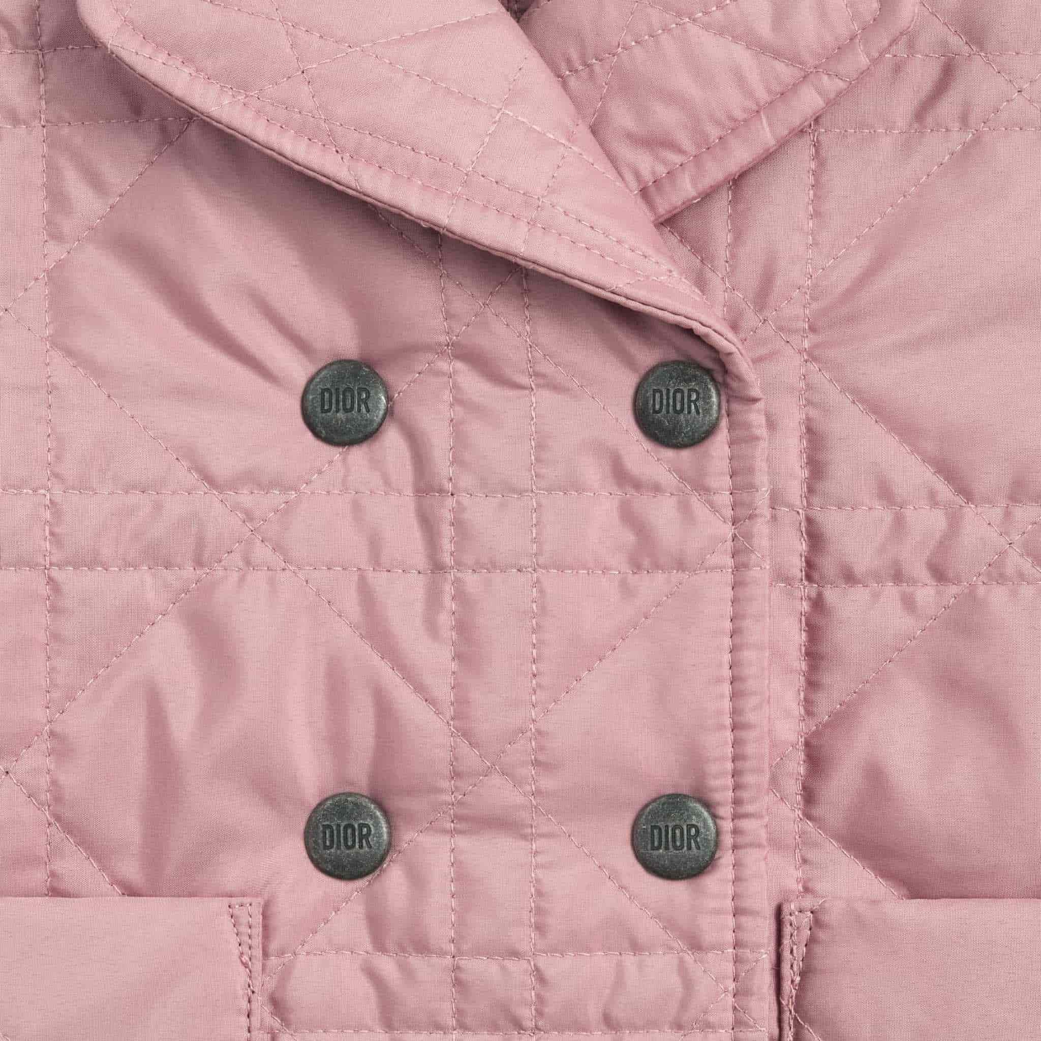 Dior Baby Coat Antique Pink Cannage Quilted Technical Fabric, Close