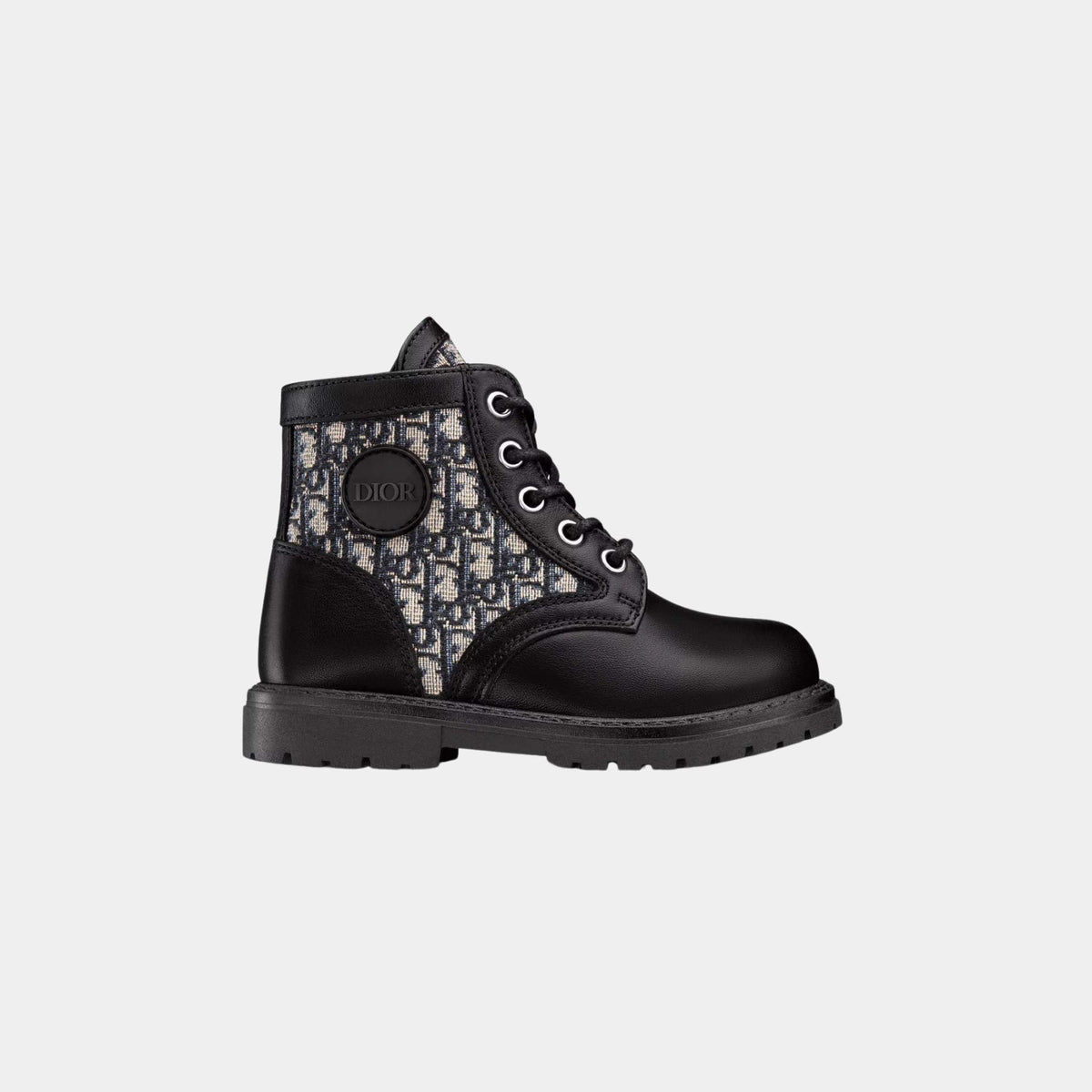 Baby Explorer Ankle Boot Black Calfskin Beige Black Dior Oblique