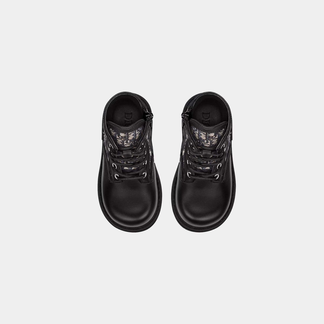 حذاء كاحل Baby Explorer من Dior، جلد عجل أسود مع Dior Oblique بيج وأسود، من الأعلى