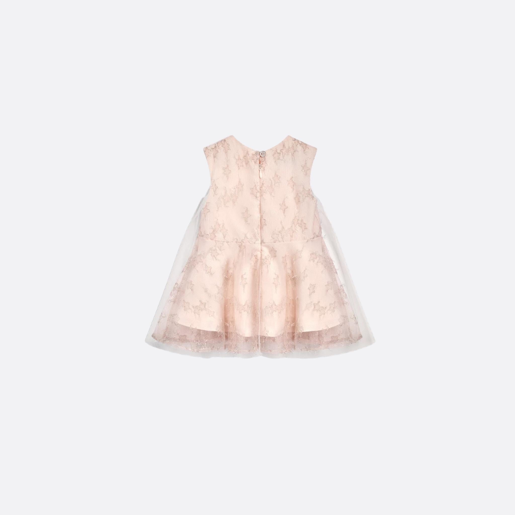 Dior Baby Flared Dress Pale Pink Tulle with Silver-Tone Star Motif, Back