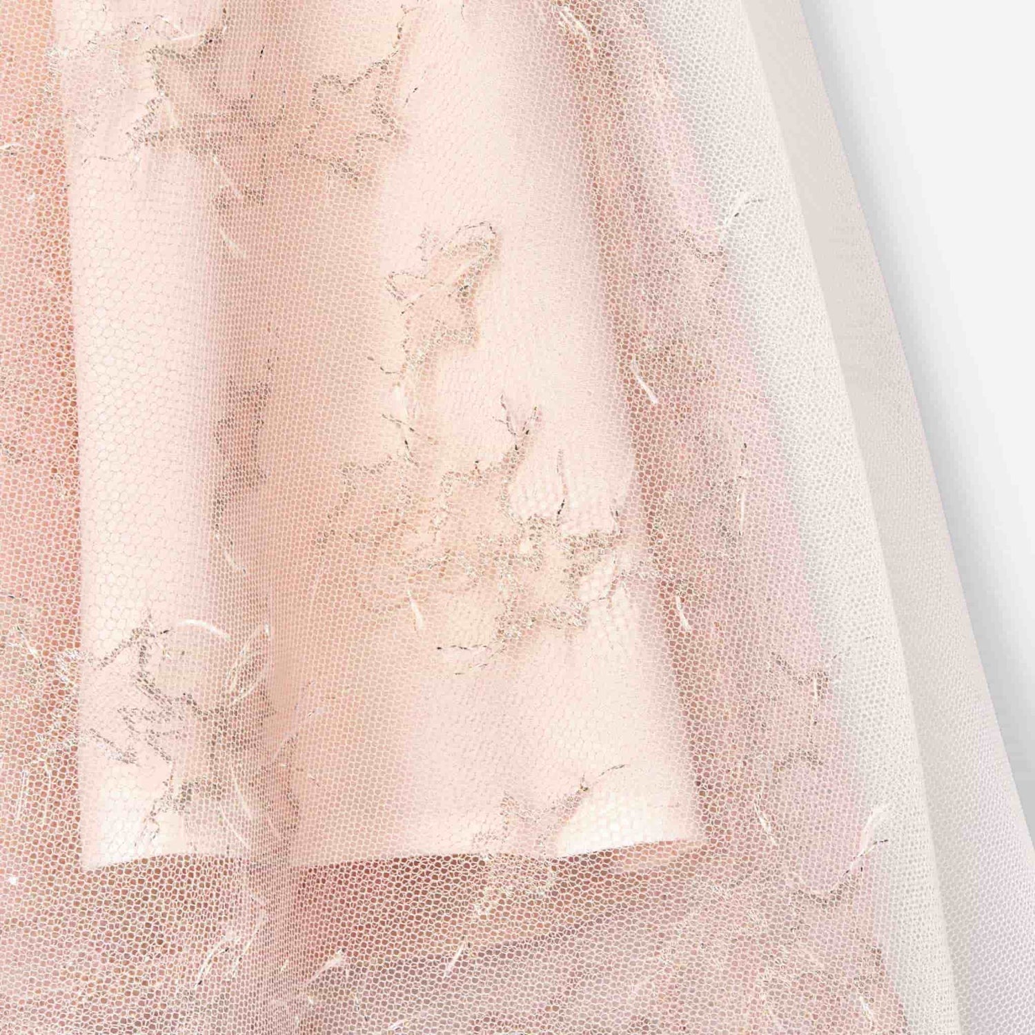 Dior Baby Flared Dress Pale Pink Tulle with Silver-Tone Star Motif, Close