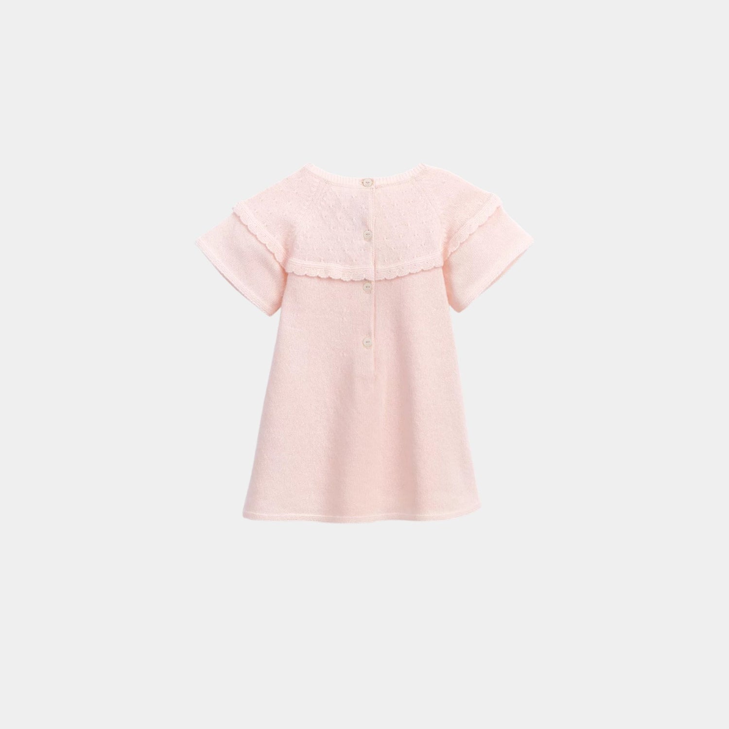 Dior Baby Flared Dress Wool and Cashmere Knit, Pale Pink, Front