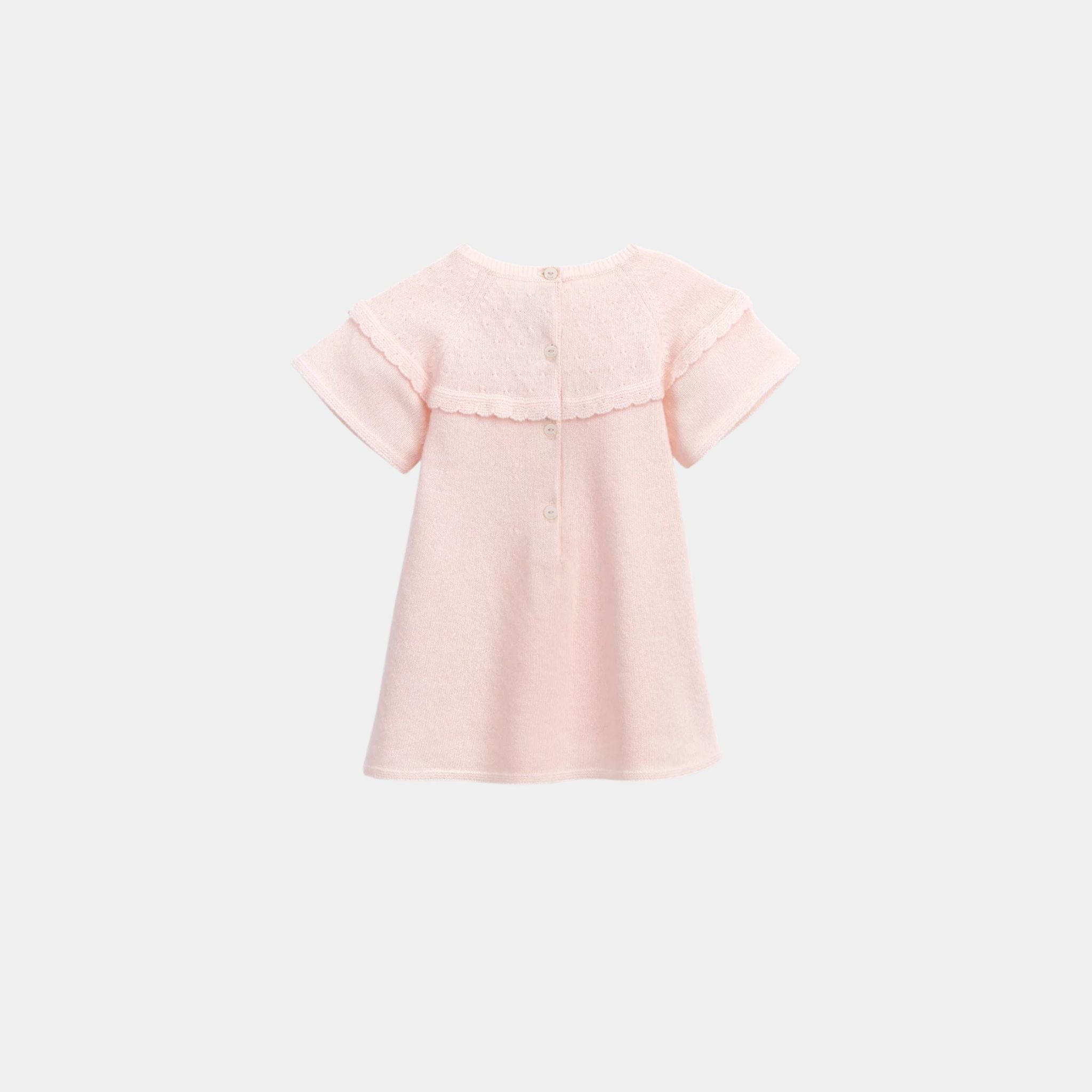 Dior Baby Flared Dress Wool and Cashmere Knit, Pale Pink, Front