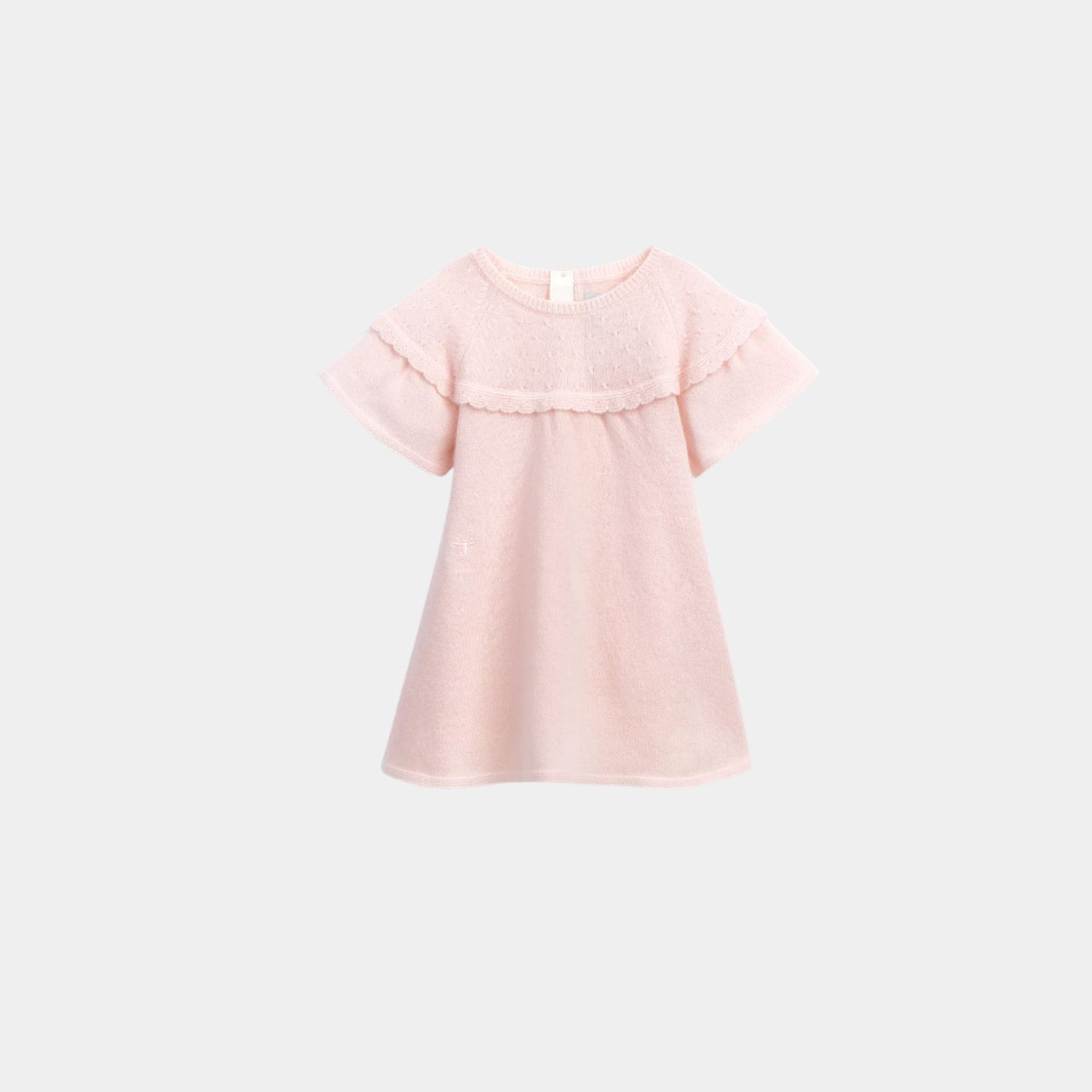 Dior Baby Flared Dress Wool and Cashmere Knit, Pale Pink, Front