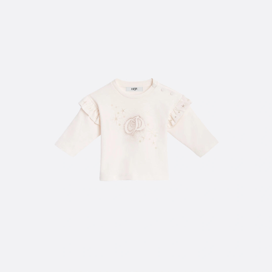 Dior Baby Long-Sleeved T-Shirt Vanilla White Cotton Jersey, Front
