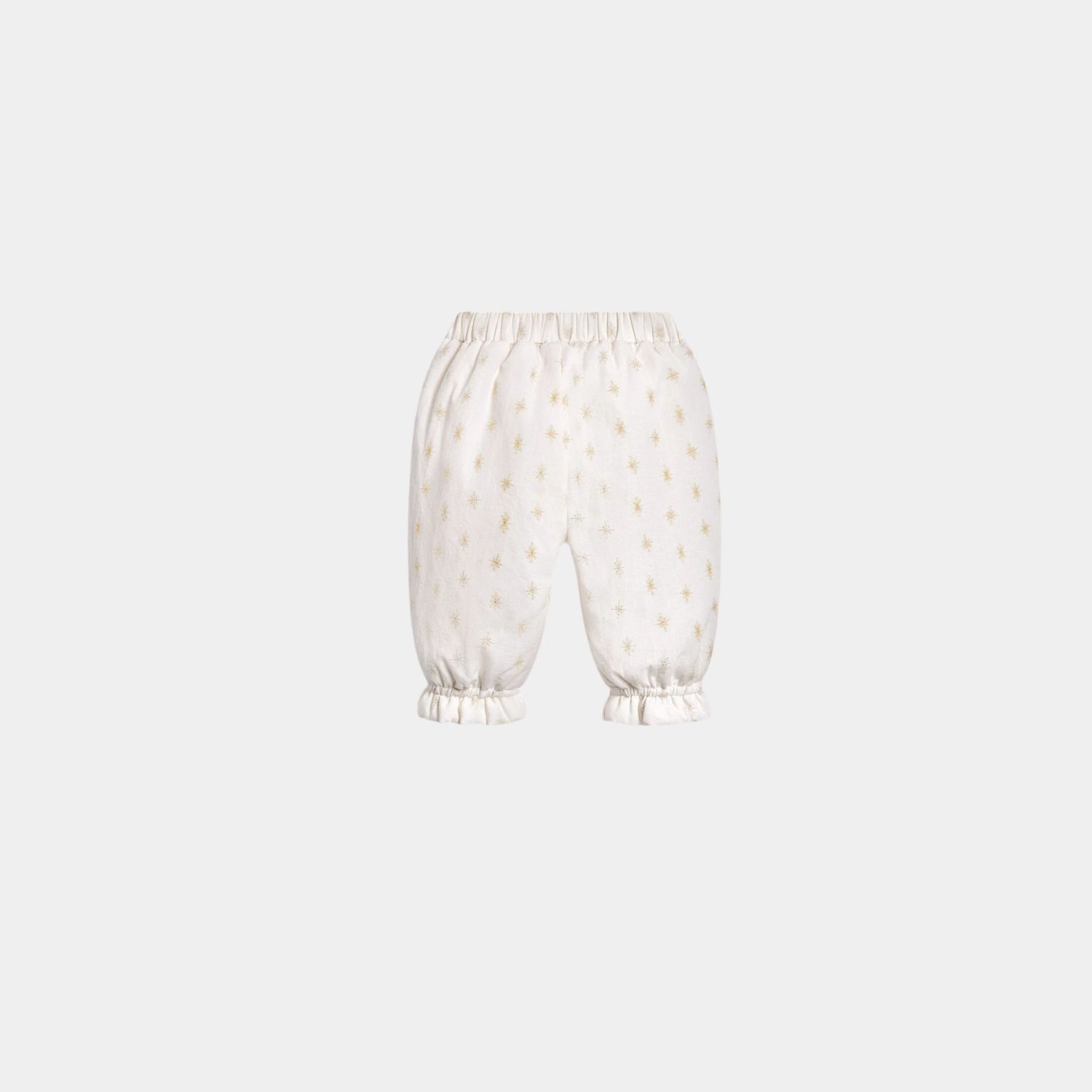 Dior Baby Pants Ivory Cotton with Gold-Tone Jacquard Star Motif, Back