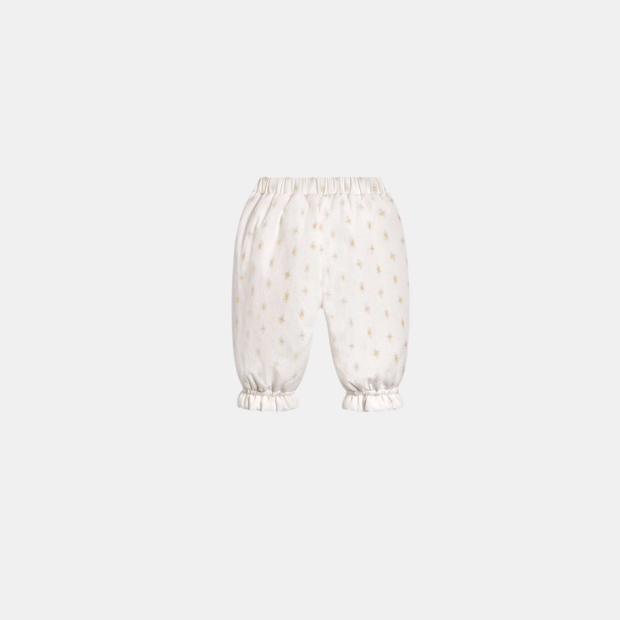 Dior Baby Pants Ivory Cotton with Gold-Tone Jacquard Star Motif, Back