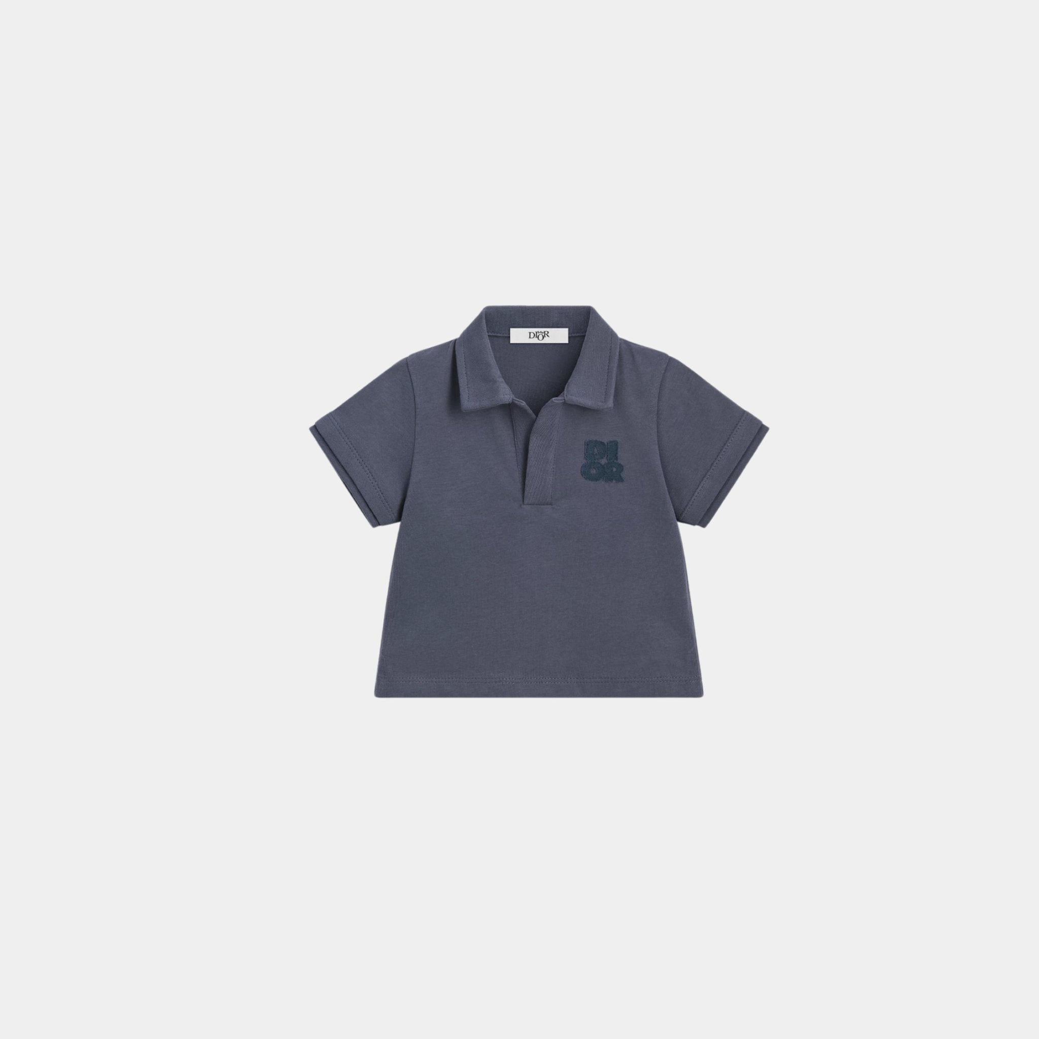 Dior Baby Polo Shirt Navy Blue Cotton Jersey, Front