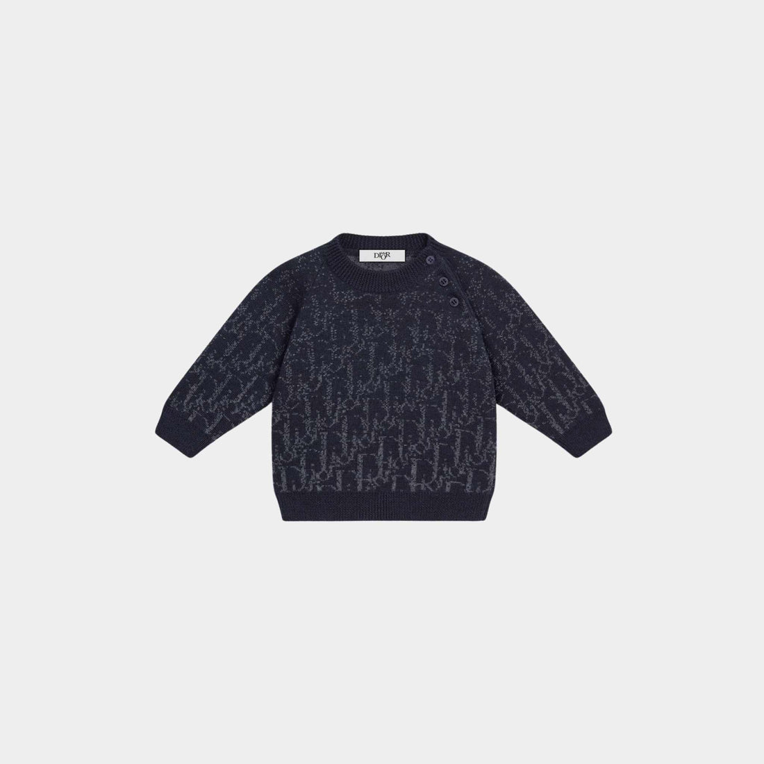 Dior Baby Sweater Wool Knit with Dior Oblique Jacquard, Navy Blue, Front