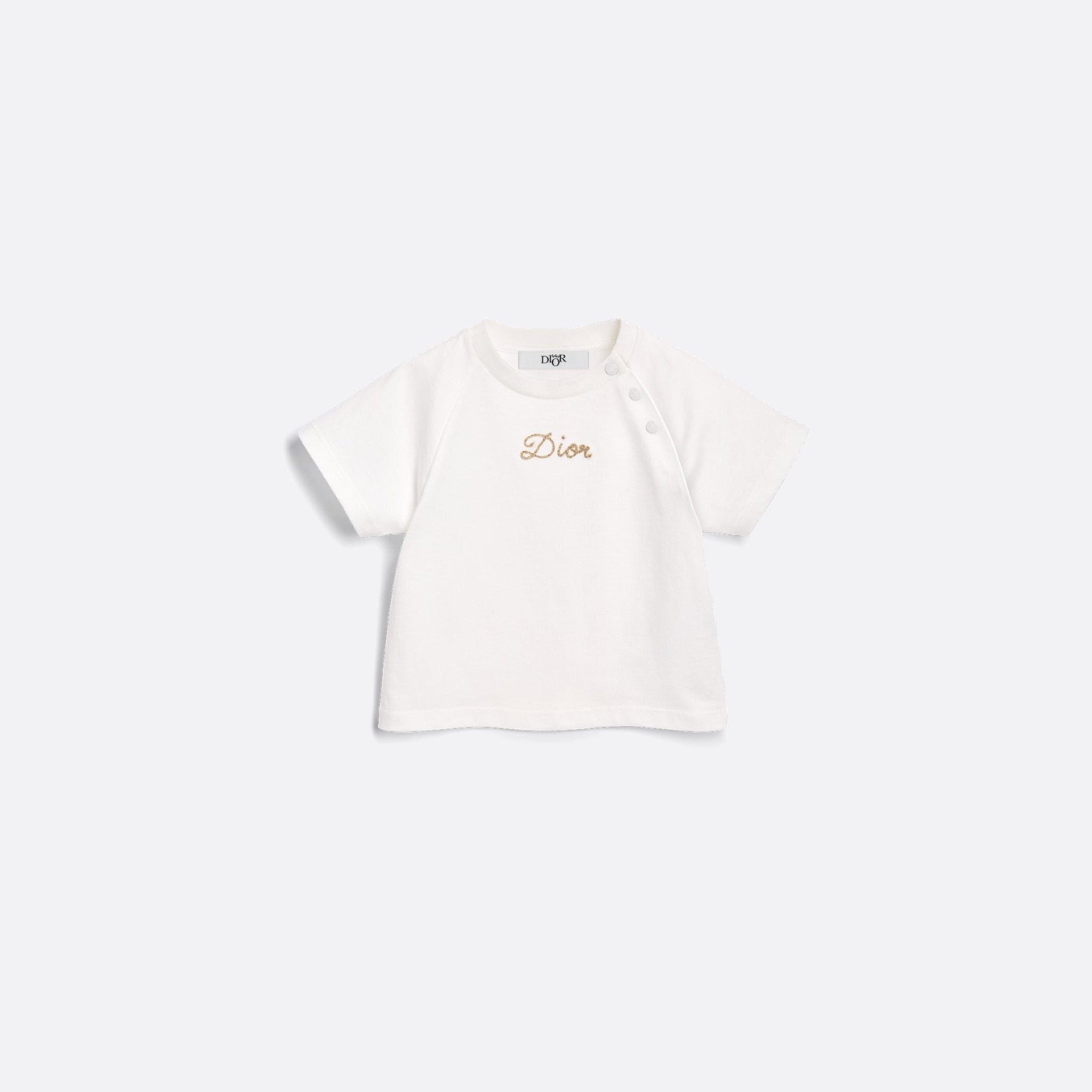 Dior Baby T-Shirt Ivory Cotton Jersey Gold Chain Effect Dior Signature, Front