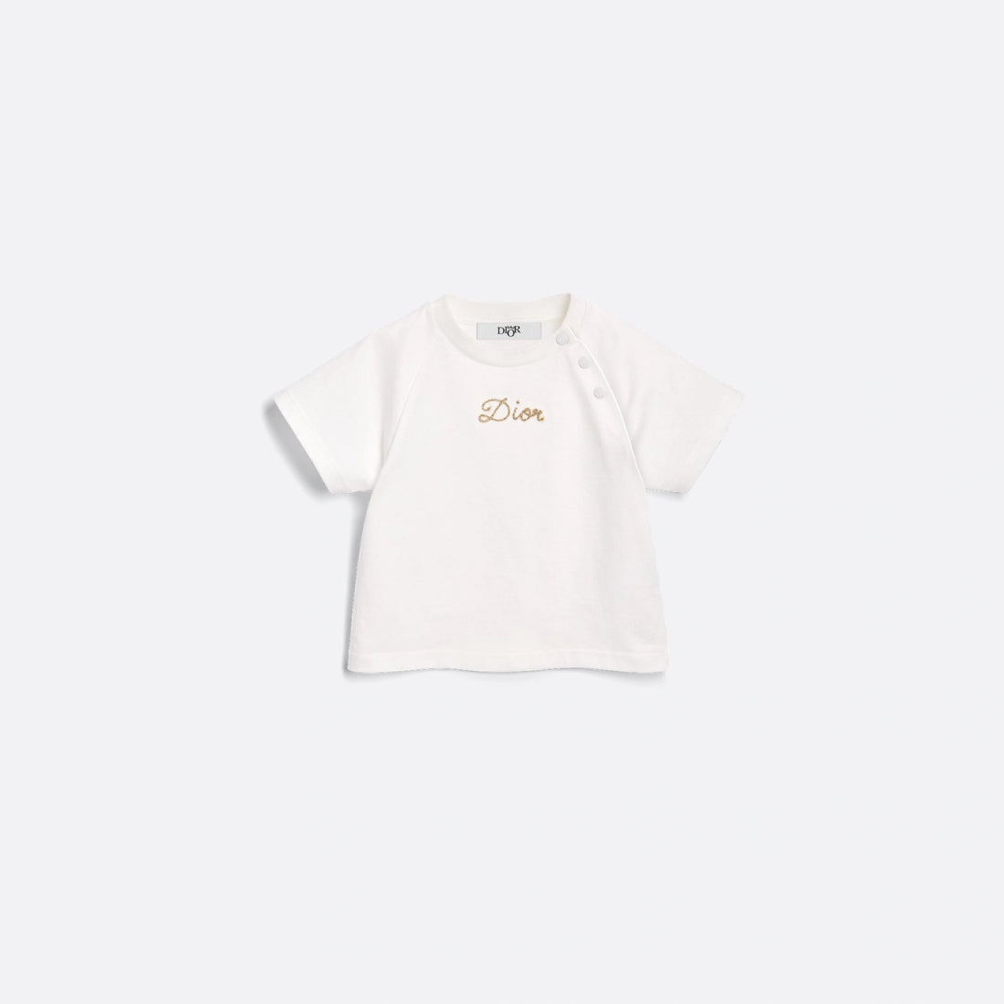 Dior Baby T-Shirt in Ivory Cotton with Chain Effect Signature, Front