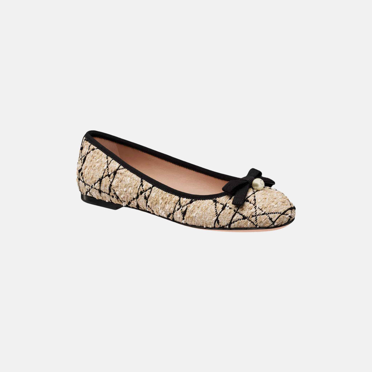 Ballet Flat Beige And Black Cannage Tweed