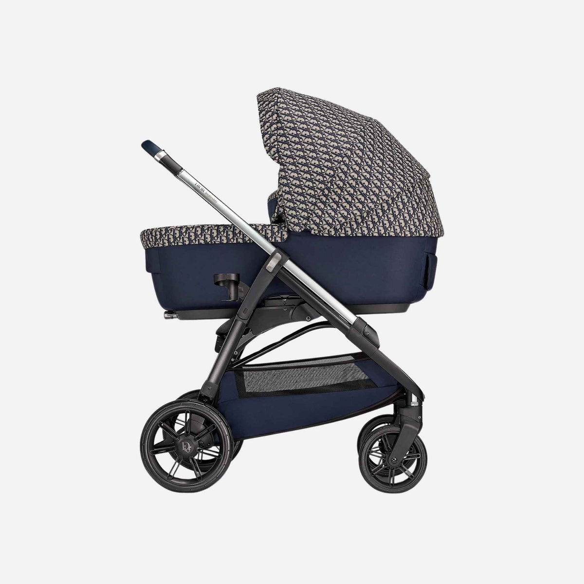 Bassinet and Stroller in Blue Beige Oblique Tech Fabric