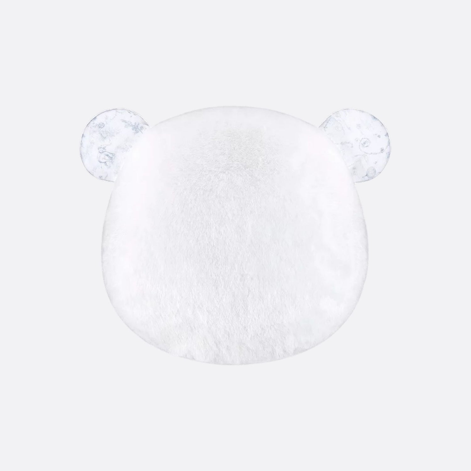 Dior Bear Head Pillow Ivory Faux Fur Cotton Jersey Printed Gray, BackView