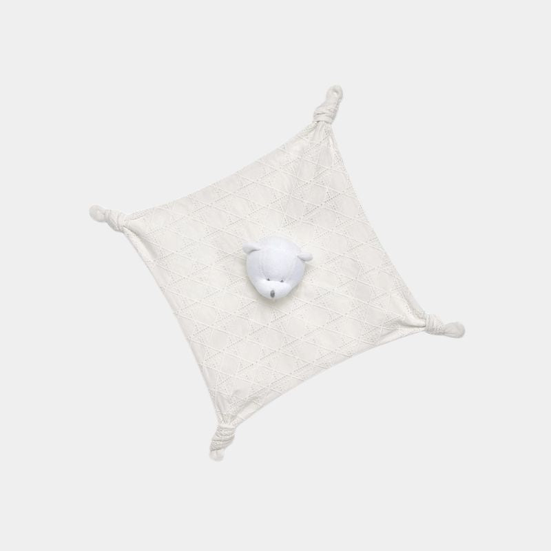 Dior Bear Lovey Blanket Ivory Cannage Cotton Voile and Jersey, Ivory, FullView