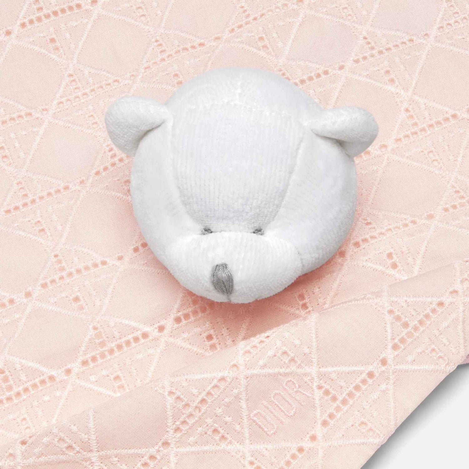 Dior Bear Lovey Blanket Pale Pink Cannage Cotton Voile and Jersey, Closeup