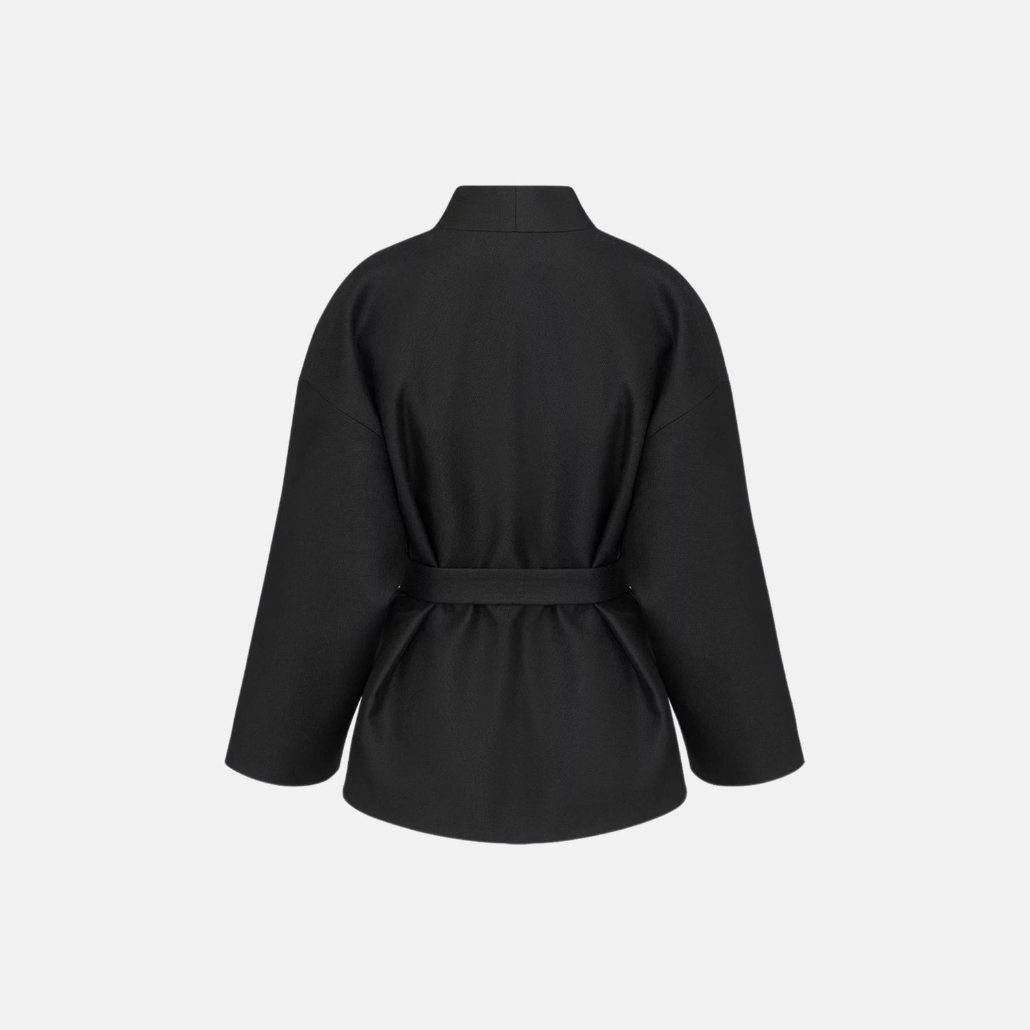 Dior Belted Jacket In Virgin Wool And Silk Grain De Poudre, Back
