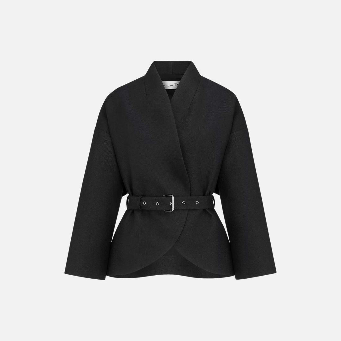 Dior Belted Jacket In Virgin Wool And Silk Grain De Poudre, Front